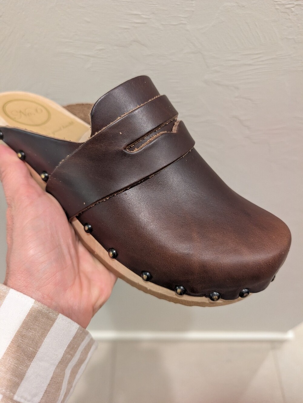 No. 6 Store Brown Oxblood Leather Studded Clog